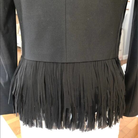 Banana Republic Chic Fringed Hem open front black blazer size 4 - Picture 12 of 13